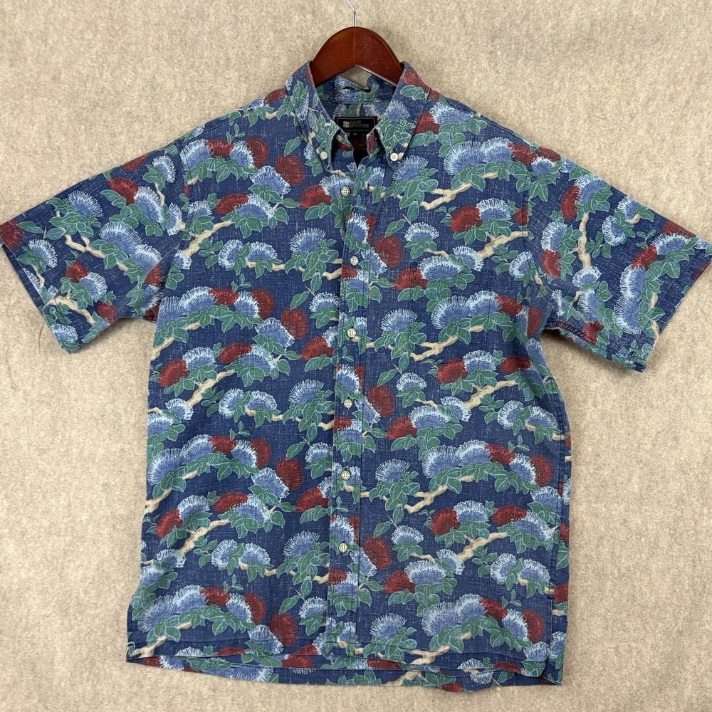 VTG Reyn Spooner Aloha Hawaiian Shirt Men M Classic Lehua Floral Reverse Print